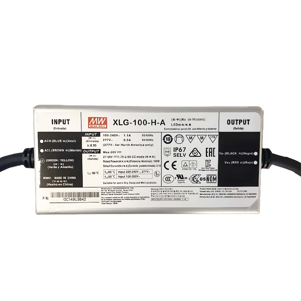 XLG-100-12V/24V/L/H  100W 恒功率 LED 驅(qū)動器